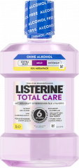 Listerine Mundspuelung Total Care Cool Mint Mild, 1000 ml, Listerine ополаскиватель для полости рта Total Care Cool Mint Mild без спирта, мягкий мятный вкус, защита 6 в 1, 1000 мл