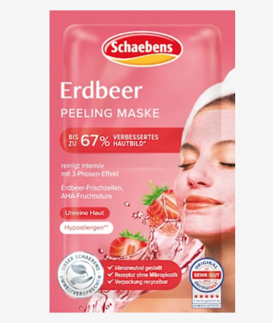 Schaebens Gesichtsmaske Peeling Erdbeere (10 St x2x6 ml), 120 ml  Клубничная маска в упаковке 10 шт (120мл)