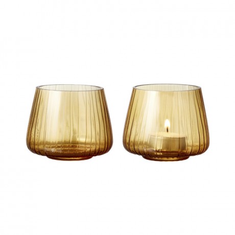 Bitz Bitz Kusintha - Glas amber Teelichthalter Set 2-tlg. d: 7,5 Bitz Kusintha - Набор подсвечников из янтарного стекла, 2 шт. д: 7,5