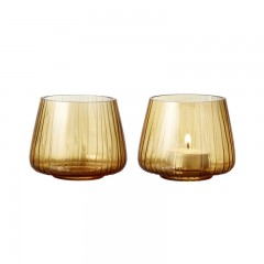 Bitz Bitz Kusintha - Glas amber Teelichthalter Set 2-tlg. d: 7,5 Bitz Kusintha - Набор подсвечников из янтарного стекла, 2 шт. д: 7,5