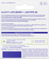 Labello Glowy Lips Berry LSF 30, Ягодный бальзам для губ с гиалуроновой кислотой и глицерином для увлажнения и глянцевого блеска, SPF 30, 10 мл