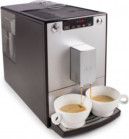 Melitta Melitta Kaffeevollautomat Solo E950-103, silber/schwarz, Perfekt fur Cafe creme Espresso, nur 20cm breit Полность автоматическая кофемашина Melitta Solo E950-103, серебристый/черный, идеально подходит для приготовления крем-эспрессо в кафе, шири