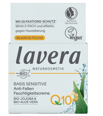 lavera BASIS SENSITIVE Anti-Falten Feuchtigkeitscreme Q10, Лавера увлажняющий крем против морщин с коэнзимом Q10 50 мл