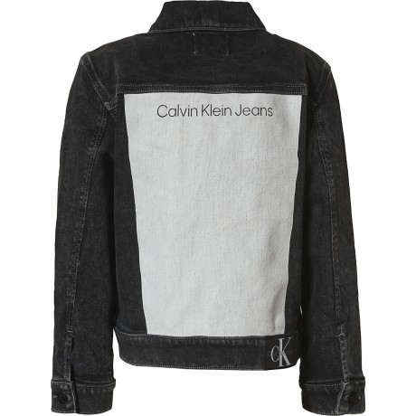 CALVIN KLEIN JEANS Jeansjacke mit Ruckenprint fur Jungen Джинсовая куртка с принтом на спине для мальчиков