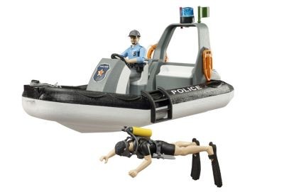 Bruder bworld Polizei Schlauchboot mit Licht und zwei Figuren Полицейская лодка bworld со светом и двумя фигурками