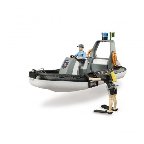 Bruder bworld Polizei Schlauchboot mit Licht und zwei Figuren Полицейская лодка bworld со светом и двумя фигурками