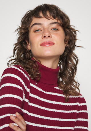 Tommy Hilfiger CABLE ROLL SWEATER Jumper stp rouge / ecru СВИТЕР CABLE ROLL Джемперы stp румяна / экрю