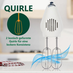 CLATRONIC CLATRONIC Handmixer HM 3014, starker 250W Handmixer, 5 Stufen, Edelstahl, Weiss  Ручной миксер CLATRONIC HM 3014, мощный ручной миксер мощностью 250 Вт, 5 уровней, нержавеющая сталь, белый