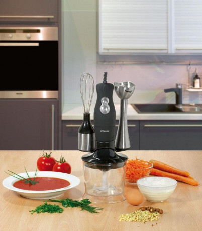 BOMANN BOMANN Stabmixer SMS 349 CB, 200 W, Stabmixer-Set – Edelstahl-Stabmixer, Multizerkleinerer und Schneebesen  Ручной блендер BOMANN SMS 349 CB, 200 Вт, набор ручного блендера ручной блендер из нержавеющей стали, мультиизмельчитель и венчик