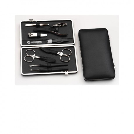 Hans Kniebes Manicure-Etui, Nappa-Vollrindleder, vernickelt Маникюрный чемоданчик, зернистая кожа наппа, никелирование