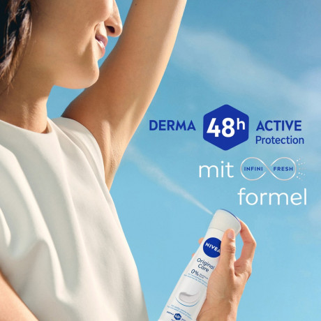 NIVEA Original Care Deodorant Spray, 150 ml, Нивеа Дезодорант спрей, 0% алюминия, 0% спирта, пудровый аромат, 48ч защита, 150 мл