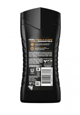 AXE 3-in-1 Duschgel & Shampoo Dark Temptation für Körper, Gesicht und Haar 250ml, Питательный Гель для душа и шампунь 3-в-1 Dark Temptation для тела, лица и волос с cочетанием Темного Шоколада и Перца и Пряным Ароматом, 250 мл