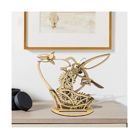 Hocan Holzernes 3D-Puzzle Lernspielzeug Mechanischer Kolibri Деревянная 3D-головоломка Образовательная игрушка Механический колибри