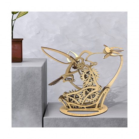 Hocan Holzernes 3D-Puzzle Lernspielzeug Mechanischer Kolibri Деревянная 3D-головоломка Образовательная игрушка Механический колибри