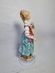 Статуэтка фарфоровая винтажная "Девушка с розой", 31 x 11 см, Германия, 1960-70гг.