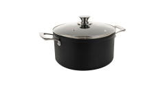 Cerafit Cerafit Plasma Topf O 24cm schwarz/edelstahl, mit Design-Glasdeckel  schwarz/edelstahl Кастрюля Cerafit Plasma O 24см, черный/нержавеющая сталь, с дизайнерской стеклянной крышкой