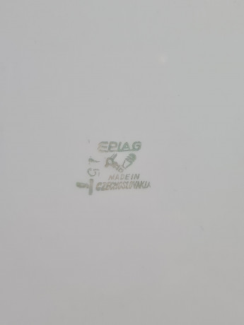 Тарелка декоративная винтажная Epiag "Спортсмен со штангой", фарфор, 19 см, Чехословакия, 1960-70гг.