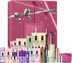 Clinique 24 Days of Clinique, Clinique косметический адвент-календарь с уходом и макияжем, 24 подарка