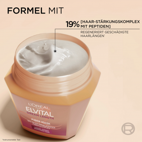 L'Oreal Paris Elvital Dream Length Fiber Mask, 300 ml, Укрепляющая маска с пептидами для длинных истончающихся волос, восстановление повреждённой длины, 300 мл