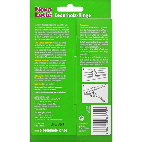 Nexa Lotte Cedarholz-Ringe,  Кольца из кедрового дерева против моли , 6шт