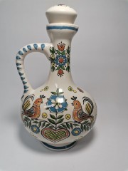 Кувшин винтажный Ulmer Keramik с цветами и птицами, керамика, 25 см, Германия, 1959 год.
