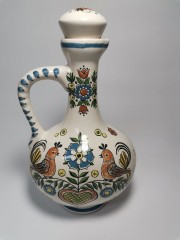 Кувшин винтажный Ulmer Keramik с цветами и птицами, керамика, 25 см, Германия, 1959 год.