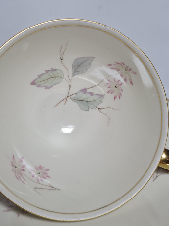 Чайное трио винтажное Seltmann Weiden Bavaria с ботаническим декором в пастельных тонах, фарфор, Германия, 1970-80гг.