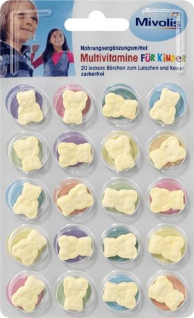 Mivolis Multivitamine fur Kinder Lutschtabletten, Жевательные Мультивитамины для детей от 4-х лет, 20 шт.