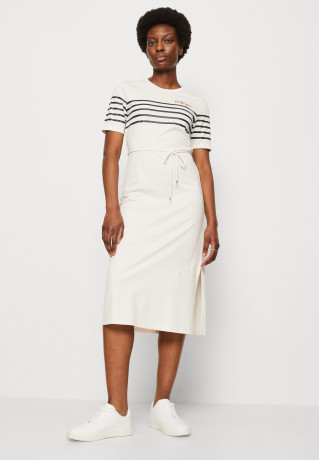 Tommy Hilfiger STRIPE MIDI  Jersey dress white/desert sky ПОЛОСКА МИДИ Платье из джерси белое/пустынное небо