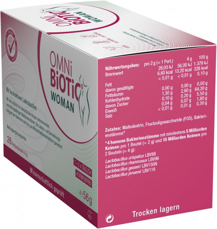 OMNi-BiOTiC WOMAN 28st, Комплекс бактерий Омни Биотик: 4 штамма бактерий для микрофлоры влагалища, Германия, 28 саше