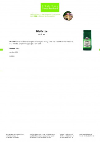 Krauterhaus Sanct Bernhardt Mistletoe Herb Tea 150 g
