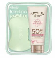 Hawaiian Tropic Summer Essential Giftset Подарочный набор «Все необходимое для лета»: Бритва Intuition Complete Mini + Крем для лица Hawaiian Tropic Glowing Protection SPF 50 