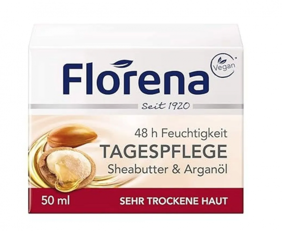 Florena Day Cream Sheabutter and arganol 50 ml x 3st, Крем для лица Florena с маслом ши и арганы, 48 часов увлажнения, для очень сухой кожи, дневной уход, питательный и восстанавливающий Набор 3 шт х 50 мл