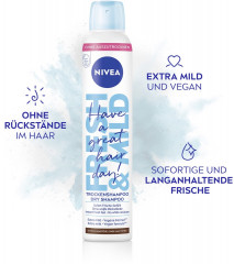NIVEA Trockenshampoo Fresh &amp; Mild fur dunkle Haartone, 200 ml, Нивеа Сухой шампунь для тёмных волос, без остатков, веганский, 200 мл