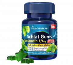Klosterfrau Schlaf Gums Intens Melatonin 30st, Витамины Мелатонин 1,9 мг, Германия, 30 жевательных пастилок, для вечернего приёма, мелатонин + витамин B6, с мелиссой