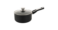 Cerafit Cerafit Plasma Stielkasserolle O 18cm, Topf schwarz, mit abnehmbarem Griff, Design-Glasdeckel  schwarz Кастрюля Cerafit Plasma O 18см, черный горшок, со съемной ручкой, дизайнерская стеклянная крышка