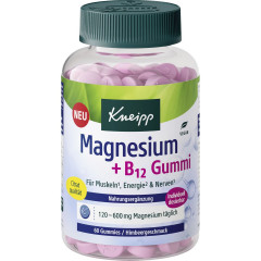 Kneipp Magnesium + B12 Gummies, 216 g, Kneipp жевательные пастилки «Магний + B12» с малиновым вкусом, 60 шт., 216 г