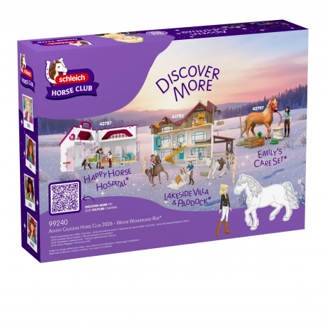 Schleich HORSE CLUB 99240 Adventskalender Winter Wonderland 2026, 24 Tuerchen, Schleich HORSE CLUB 99240 Адвент-календарь «Зимняя сказка» 2026 с лошадьми и аксессуарами, 24 окошка, от 4 лет