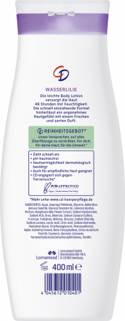 CD Bodylotion Wasserlilie 400 ml, Лёгкий лосьон для тела с водяной лилией, увлажнение до 48 часов, 400 мл