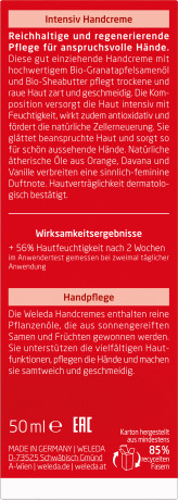 WELEDA GRANATAPFEL Intensiv Handcreme, 50 ml, Интенсивный крем для сухой кожи рук с гранатовым маслом и маслом ши, 50 мл