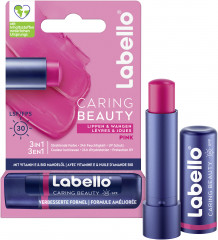 Labello Caring Beauty Pink LSF 30, Розовый бальзам для губ и щёк с маслом ши и миндальным маслом для питания и мягкости, SPF 30, 4,8 г