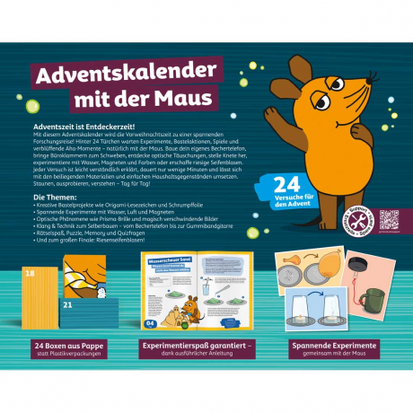 Franzis Die Maus Adventskalender 2026 mit 24 Experimenten und Bastelideen, Адвент-календарь FRANZIS Die Maus 2026 с 24 опытами, играми и поделками, от 7 лет