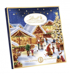 Lindt Mini-Tisch-Adventskalender Weihnachtsmarkt 115g, Линдт Адвент-календарь 2025 Рождественская ярмарка, 24 конфеты, 19см х 19см, 115 грамм