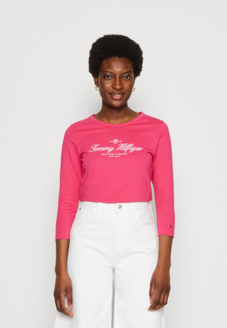 Tommy Hilfiger SLIM SIGNATURE 3/4 Long sleeved top bright cerise pink SLIM SIGNATURE 3/4 Топ с длинными рукавами ярко-вишнево-розовый