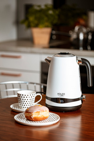JUNG JUNG Wasserkocher ADLER AD1295W Wasserkocher mit Temperatureinstellung Digital Kettle, 1.7 l, 2200 W, Edelstahl LCD Display 360° Basis, Wasserkessel Wasser kochen Kettle Чайник JUNG Чайник ADLER AD1295W с регулировкой температуры, цифровой чайник, 1