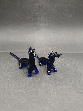 Статуэтки винтажные Murano Glas "Три диковинных зверя", синее стекло, Италия, 1960-70гг.