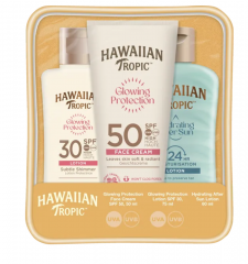 Hawaiian Tropic Glowing Protection Trio Идеальное трио сияющей защиты: Крем для лица Glowing Protection SPF50 50 мл + Лосьон для лица Glowing Protection SPF30 75 мл + Увлажняющий лосьон после загара 60 мл