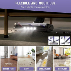 BENICO BENICO Akku-Hand-und Stielstaubsauger Ideal fur Hartboden, Teppiche, Tierhaare, 2200,00 W, beutellos, Kabelloser 6 in 1 Staubsauger 35 Min Laufzeit, LED, Anti-Tangle-Burste  Беспроводной ручной и стержневой пылесос BENICO, идеально подходит для тве