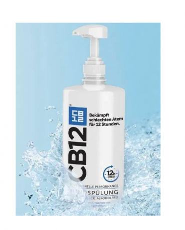 CB12 Mundspulung 1000ml x 2st, Ополаскиватель для полости рта (Италия), от неприятного запаха изо рта и галитоза, 12 часов свежего дыхания, антибактериальный, мята, 2 × 1000 мл