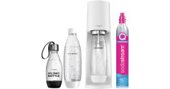 SodaStream SodaStream Wassersprudler Terra Vorteilspack weiss, inkl. 3 Kunststoffflaschen, CO?-Zylinder weiss Устройство для приготовления газировки SodaStream Terra, белая упаковка, вкючающая 3 пластиковые бутылки и баллон с CO?